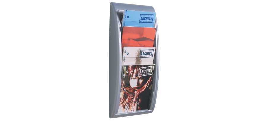 Espositore da parete Quick Fit System - 4 tasche A4 verticali - grigio - Paperflow