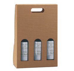 Scatola bottiglie Onda avana - 3 bottiglie - 270 x 90 x 385 mm - Scotton