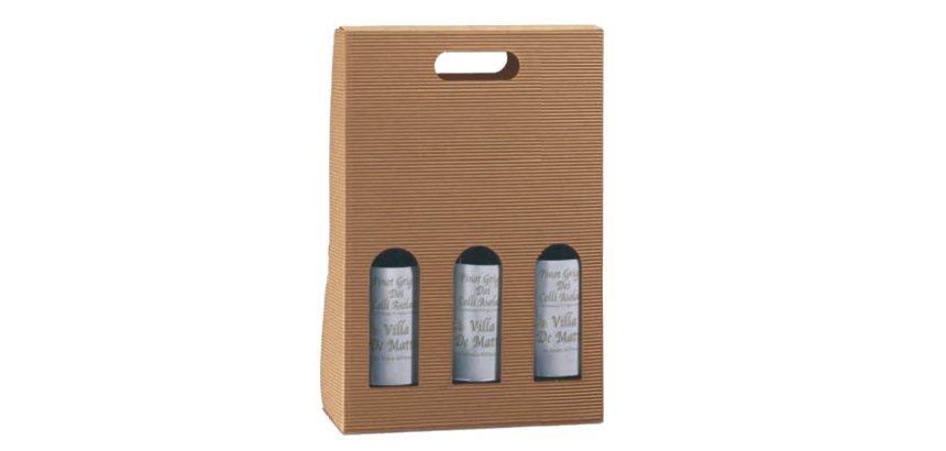 Scatola bottiglie Onda avana - 3 bottiglie - 270 x 90 x 385 mm - Scotton