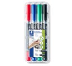 Pennarello Lumocolor Permanent Duo 348 - punta 0,6mm e 1,5mm - colori assortiti - Staedtler - astuccio 4 pezzi