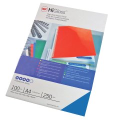 Copertine HiGloss per rilegatura - A4 - cartoncino lucido - blu - 250 gr - GBC - conf. 100 pezzi