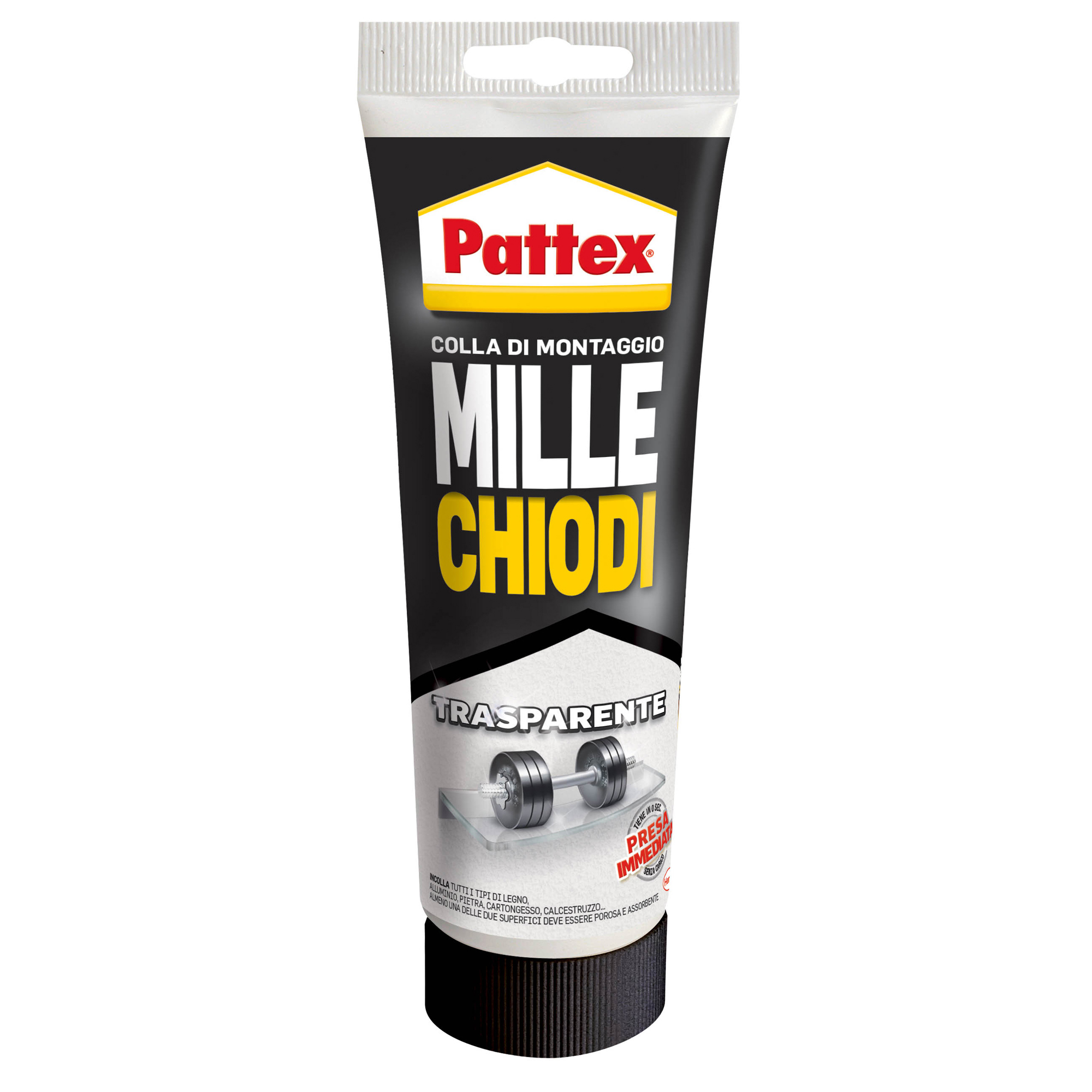 Pattex Millechiodi Trasparente, adesivo di montaggio a base acqua