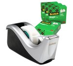 Dispenser C60 - per nastri 33 m - 4 rotoli Scotch Magic 810 inclusi - nero/argento - Scotch