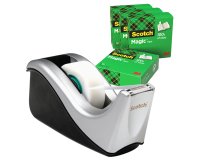 Dispenser C60 - per nastri 33 m - 4 rotoli Scotch Magic 810 inclusi - nero/argento - Scotch