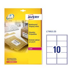 AVERY Etichette resistenti in poliestere bianco 99,1x57mm, 10 etichette per foglio, adesivo permanente, laser, 20 fogli