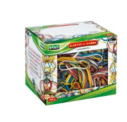 Elastici - misure e colori assortiti - 500 gr - gomma - Lebez