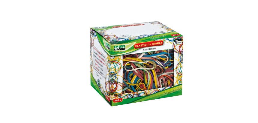Elastici - misure e colori assortiti - 500 gr - gomma - Lebez