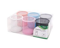 Bicchieri portapenne - rete metallica colorata - 8,5x10 cm - Lebez - conf. 6 pezzi