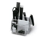 Portatutto da banco - plexiglass - 19x12x10 cm - accessori inclusi - trasparente - Lebez
