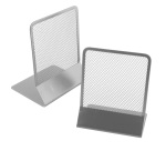 Coppia reggilibri - 13,5 x 17,5 cm - rete metallica - argento - Lebez