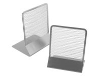 Coppia reggilibri - 13,5 x 17,5 cm - rete metallica - argento - Lebez
