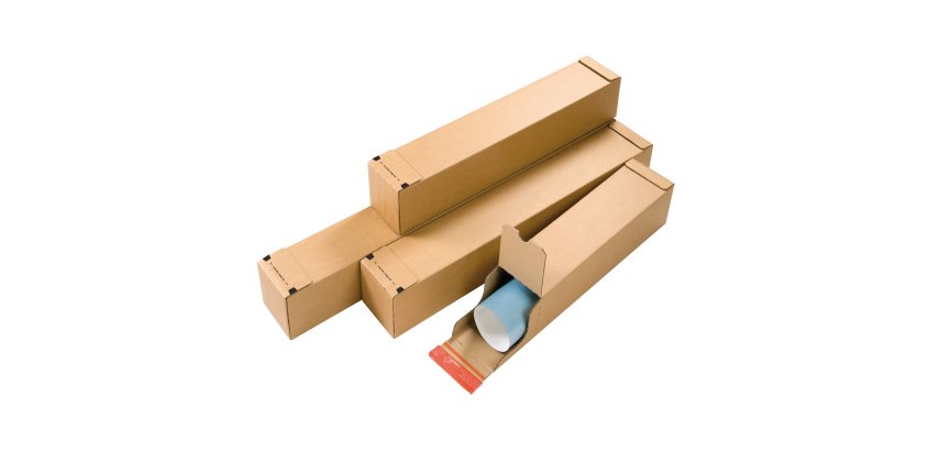 Tubo postale CP 072 - doppio strip - 43 x 10,8 x 10,8 cm - cartone ondulato - avana - ColomPac