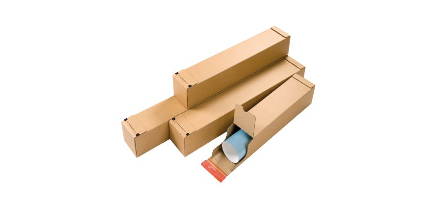 Tubo postale CP 072 - doppio strip - 43 x 10,8 x 10,8 cm - cartone ondulato - avana - ColomPac