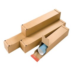 Tubo postale CP 072 - doppio strip - 86 x 10,8 x 10,8 cm - cartone ondulato - avana - ColomPac