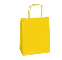 Shopper Twisted - maniglie cordino - 22 x 10 x 29 cm - carta kraft - giallo - Mainetti Bags - conf. 25 pezzi