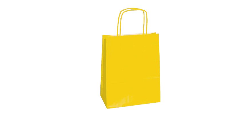Shopper Twisted - maniglie cordino - 22 x 10 x 29 cm - carta kraft - giallo - Mainetti Bags - conf. 25 pezzi