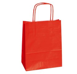 Shopper Twisted - maniglie cordino - 22 x 10 x 29 cm - carta kraft - rosso - Mainetti Bags - conf. 25 pezzi