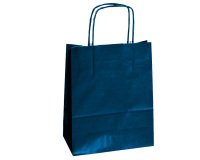 Shopper Twisted - maniglie cordino - 22 x 10 x 29 cm - carta kraft - blu - Mainetti Bags - conf. 25 pezzi