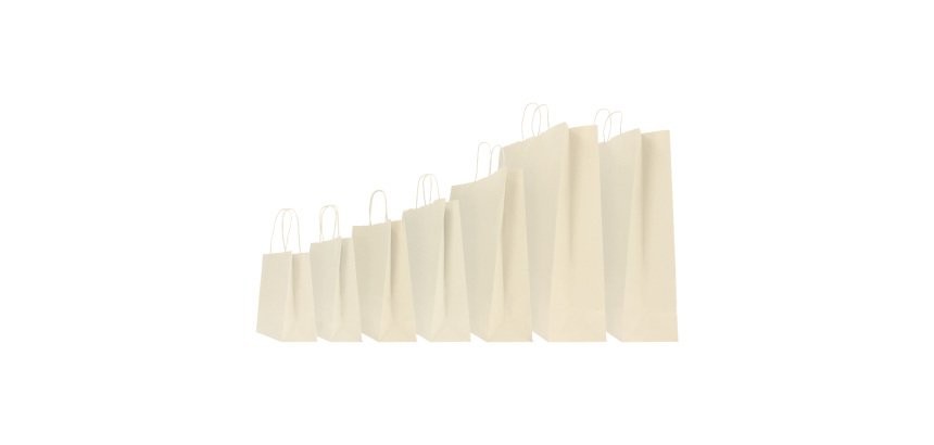 Shopper Twisted - maniglie cordino - 45 x 15 x 50 cm - carta kraft - avorio - Mainetti Bags - conf. 25 sacchetti