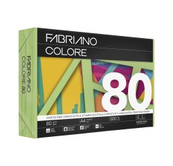Carta Fabriano Colore - A4 - 80 gr - colori forti verde pisello - Fabriano - Conf. da 500 fogli