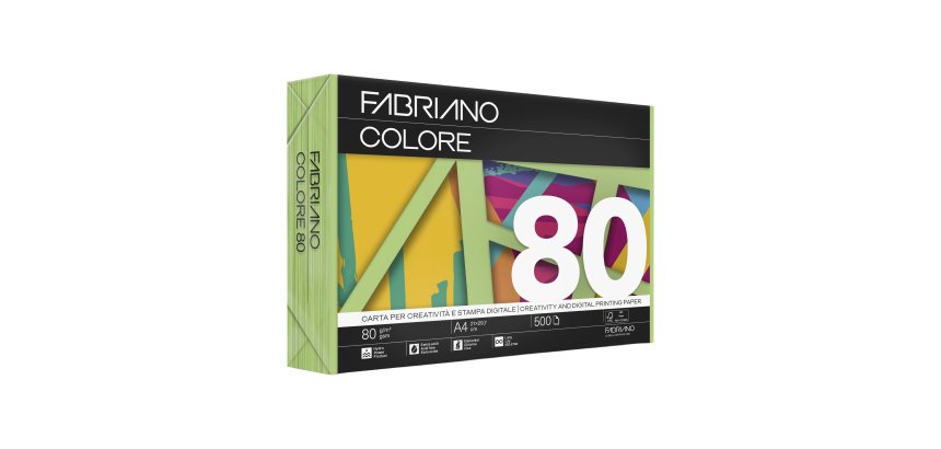 Carta Fabriano Colore - A4 - 80 gr - colori forti verde pisello - Fabriano - Conf. da 500 fogli