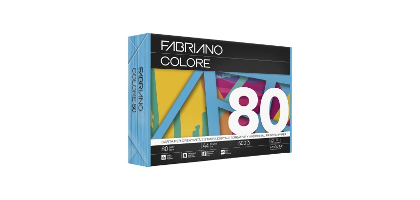 Carta Fabriano Colore - A4 - 80 gr - colori forti azzurro - Fabriano - conf. 500 fogli