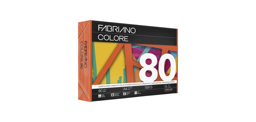 Carta Fabriano Colore - A4 - 80 gr - colori forti aragosta - Fabriano - conf. 500 fogli