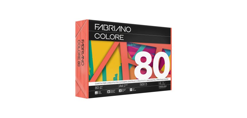 Carta Fabriano Colore - A4 - 80 gr - colori forti arancio - Fabriano - conf. 500 fogli