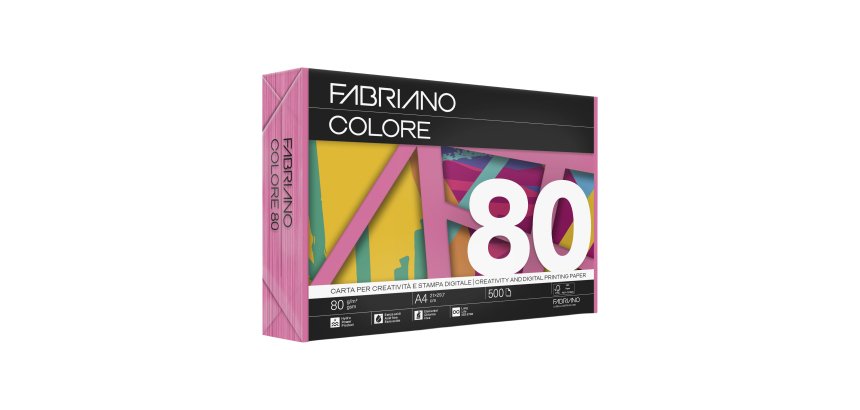 Carta Fabriano Colore - A4 - 80 gr - colori forti fucsia - Fabriano - conf. 500 fogli