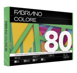 Carta Fabriano Colore - A3 - 80 gr - colori forti verde - Fabriano - conf. 250 fogli