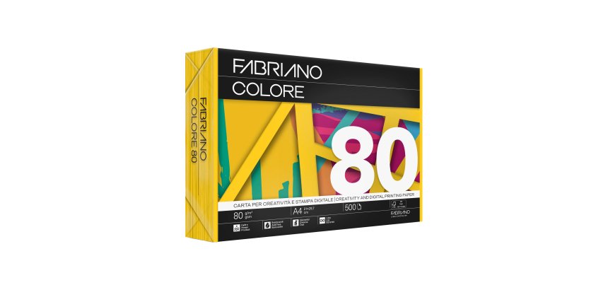Carta Fabriano Colore - A3 - 80 gr - colori forti giallo - Fabriano - conf. 250 fogli
