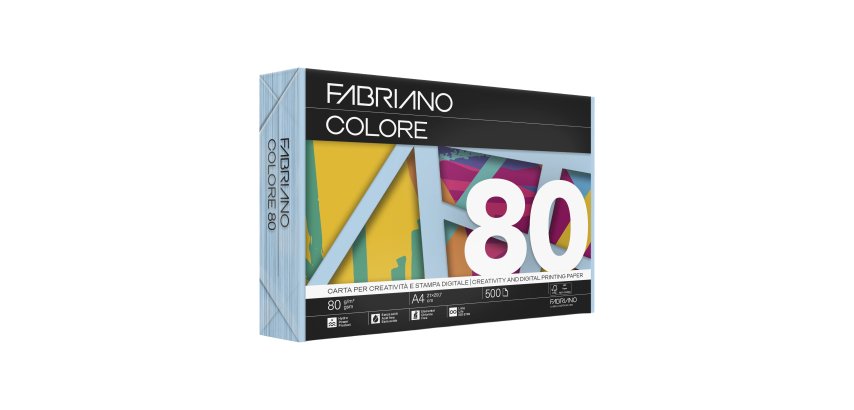 Carta Fabriano Colore - A4 - 80 gr - colori tenui celeste - Fabriano - conf. 500 fogli