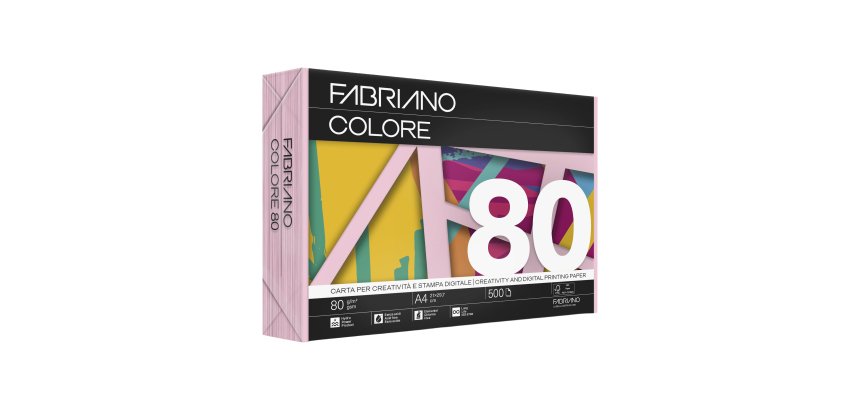 Carta Fabriano Colore - A4 - 80 gr - colori tenui rosa - Fabriano - conf. 500 fogli