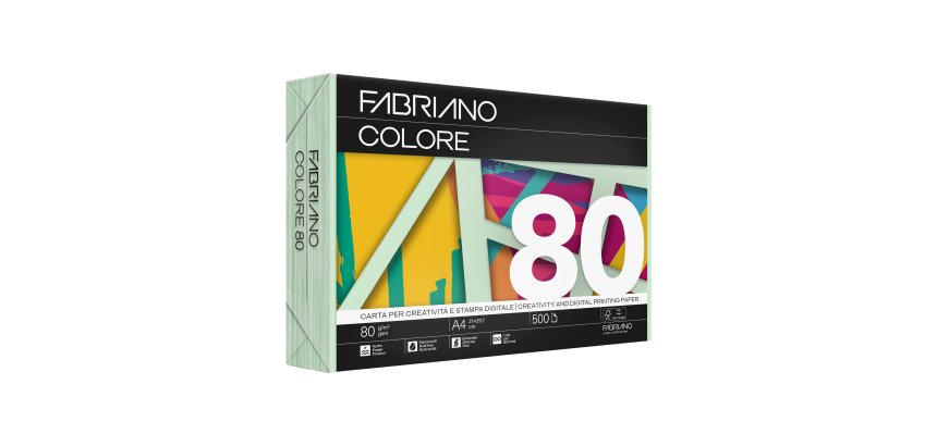 Carta Fabriano Colore - A4 - 80 gr - colori tenui verde chiaro - Fabriano - conf. 500 fogli