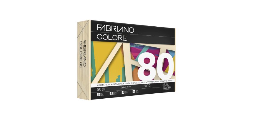Carta Fabriano Colore - A4 - 80 gr - colori tenui onice - Fabriano - conf. 500 fogli