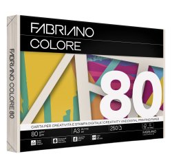 Carta Fabriano Colore - A3 - 80 gr - colori tenui avorio - Fabriano - conf. 250 fogli