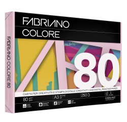 Carta Fabriano Colore - A3 - 80 gr - colori tenui rosa - Fabriano - conf. 250 fogli