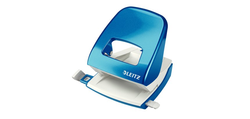 Perforatore 5008 New NeXXt WOW - passo 8 cm - max 30 fogli - 2 fori - blu metallizzato - Leitz