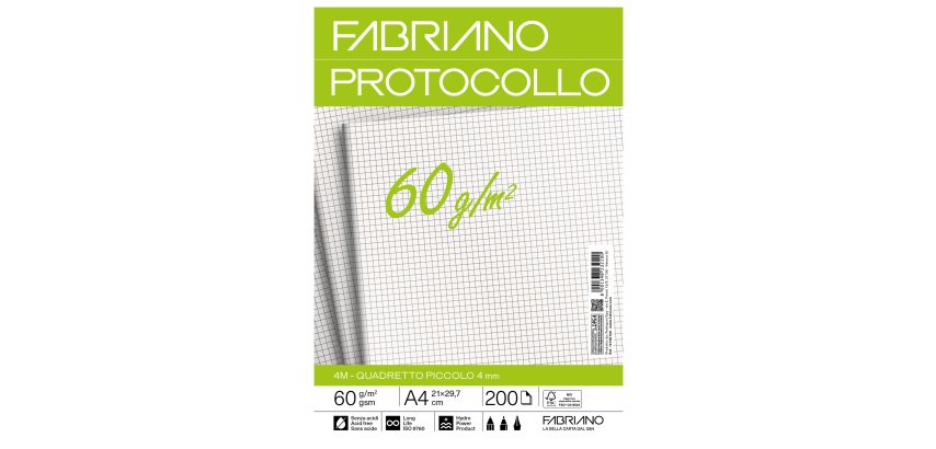 Foglio protocollo - A4 - 4 mm - 60 gr - Fabriano - conf. 200 pezzi