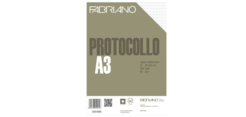 Fogli protocollo - A4 commerciale - 60 gr - Fabriano - conf. 200 pezzi