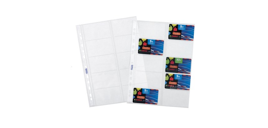 Buste forate porta cards - PPL - 10 tasche - 21,5 x 29,7 cm - trasparente - Favorit - conf. 10 pezzi