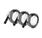 DYMO Authentic Embossing Label Tape | 9 mm x 3 m rolls | White Print on Black | Self-Adhesive | for Embossing Label Makers | 3 Count