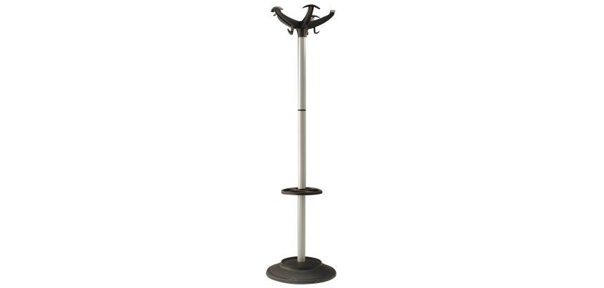 Appendiabiti - con portaombrelli - 5 posti - 168 x 46 cm - nero/grigio - Unisit