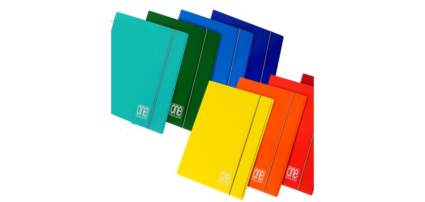 Cartella 3 lembi con elastico One Color - A4 - dorso piatto - colori brillanti - Blasetti