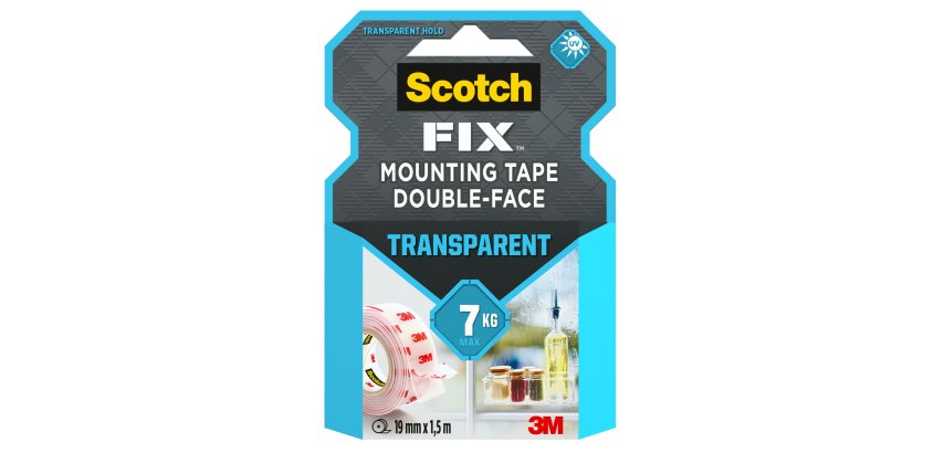 Nastro biadesivo FIX - 19 mm x 1,5 m - LDPE - trasparente - Scotch