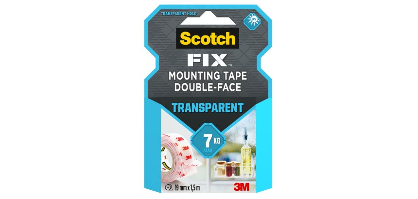 Nastro biadesivo FIX - 19 mm x 1,5 m - LDPE - trasparente - Scotch