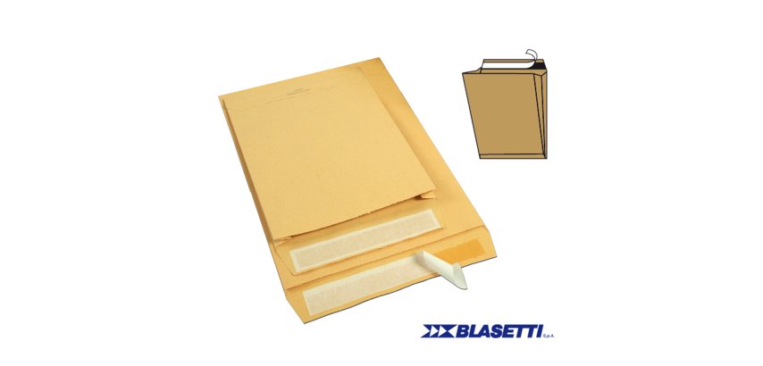 Busta a sacco Monodex - soffietti laterali - strip adesivo - 25 x 35,3 x 4 cm - 120 gr - avana - Blasetti - conf. 250 pezzi