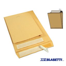 Busta a sacco Monodex - soffietti laterali - strip adesivo - 30 x 40 x 4 cm - 120 gr - avana - Blasetti - conf. 250 pezzi