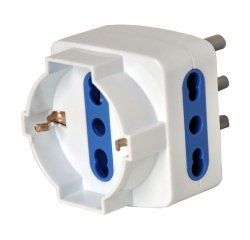 Adattatore triplo con spina 2P+T 16A - 2 prese bipasso 10/16A + 1 Schuko - MKC