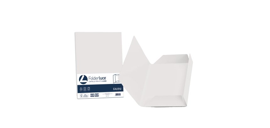 Cartellina 3 lembi Acqua - 200 gr - A4 - cartoncino bristol - bianco - Favini - conf. 25 pezzi